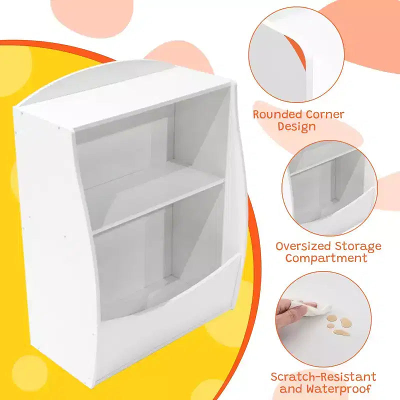 Scaffale per bambini, organizer portaoggetti per libri, libreria a 2 livelli con scomparti aperti per camera da letto, soggiorno, sala giochi