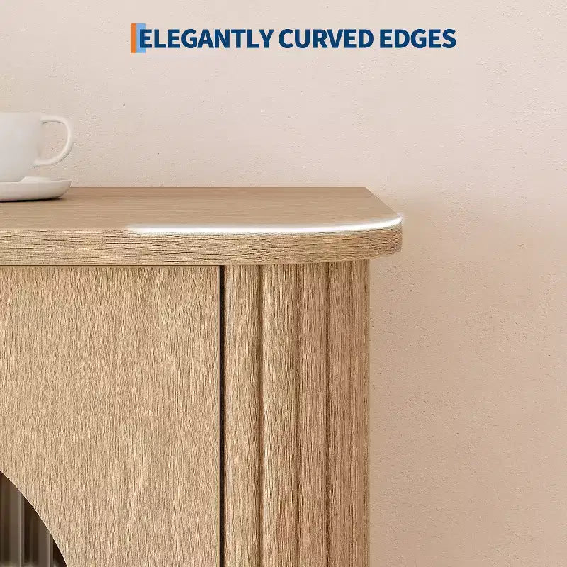Credenza a buffet da 47" con ante in vetro scanalato e 3 cassetti, madia moderna con ripiani regolabili per cucina, sala da pranzo