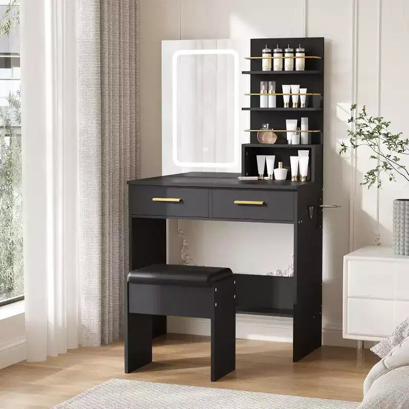 Makeup Vanity with Mirror and Lights, Vanity Desk with Charging Station