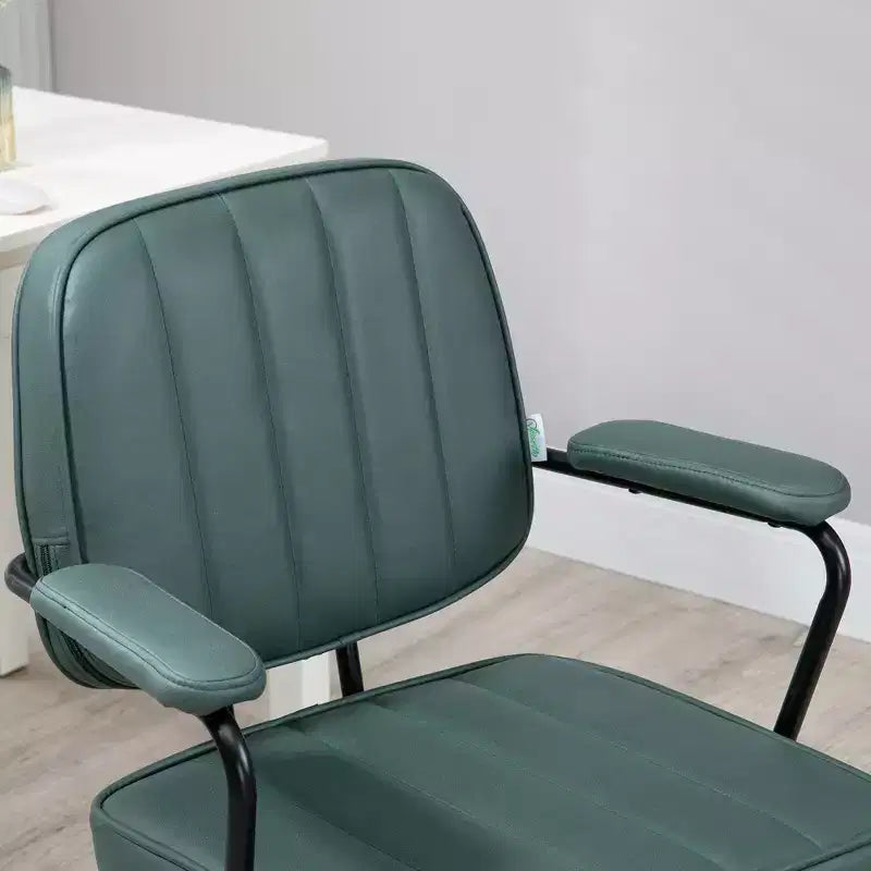 Homy Casa Sedia da ufficio regolabile in PU con braccioli e base girevole a 360°, verde