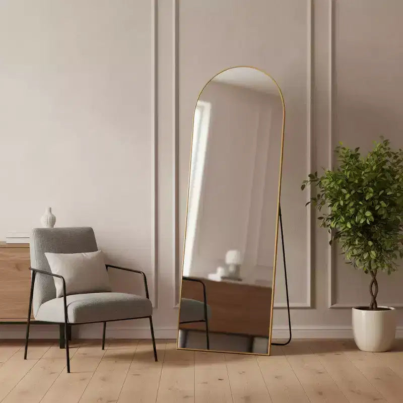 HomeRoots 69 Oro Arco Specchio a Figura Intera con Cornice da Appoggio