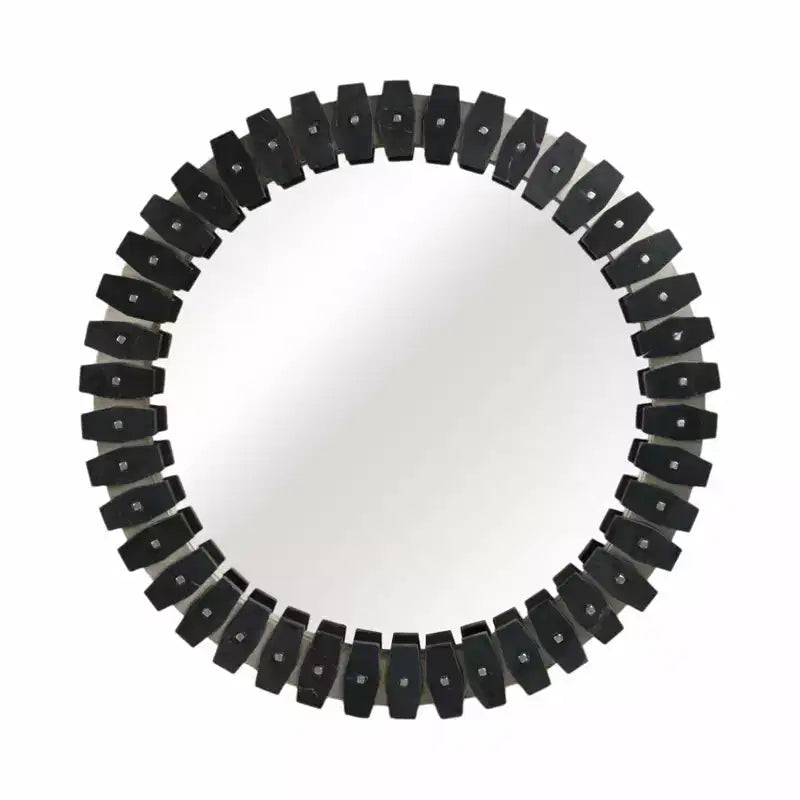 Specchio Decorativo Grande Rotondo con Cornice Effetto Marmo per Camera da Letto - Specchio da Parete Moderno per Bagno, Dormitori e Corridoio - 35, Nero