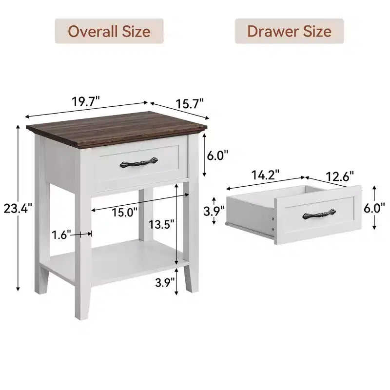 Comodino, tavolino versatile per camera da letto, comodino in legno con 1 cassetto e ripiano aperto, ufficio, divano, divanetto, piccoli spazi
