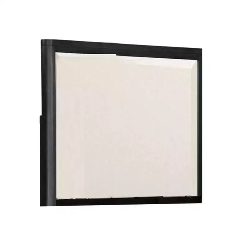 Specchio da comò smussato 38x42", cornice in legno massello colore grigio cenere