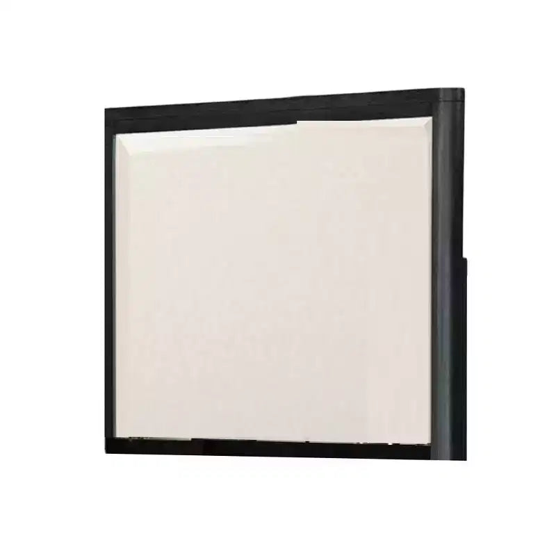 Specchio da comò smussato 38x42", cornice in legno massello colore grigio cenere