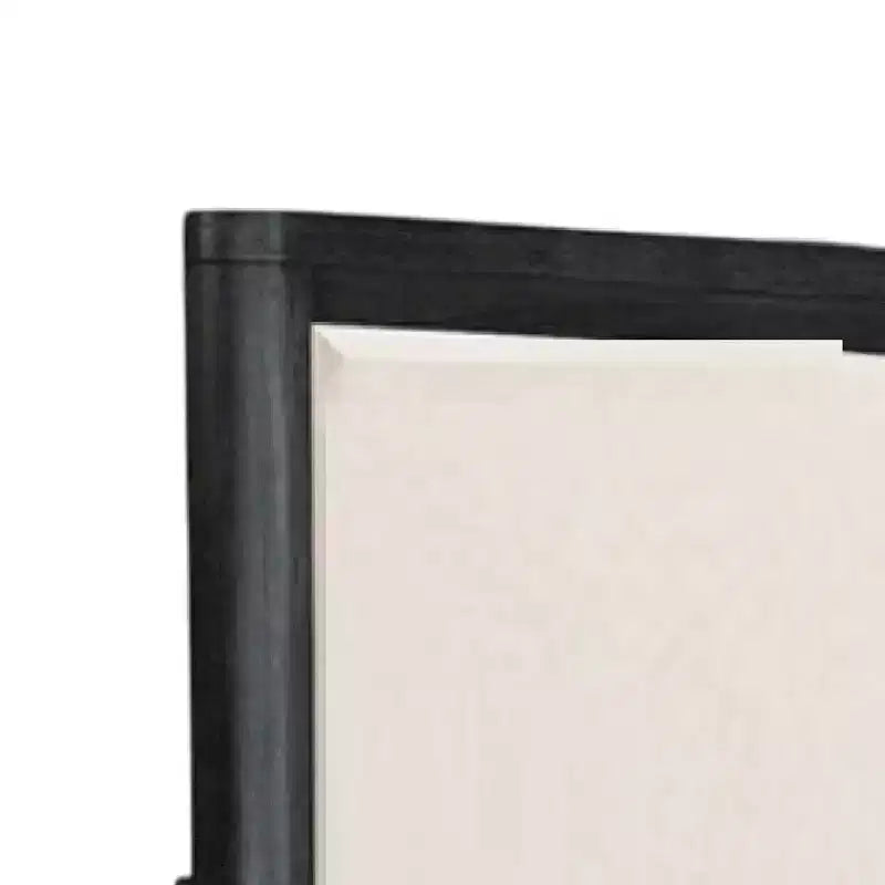 Specchio da comò smussato 38x42", cornice in legno massello colore grigio cenere