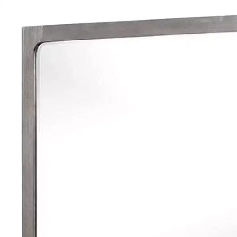 Specchio da cassettone 40" con bordo smussato, cornice in legno di gomma grigio caldo