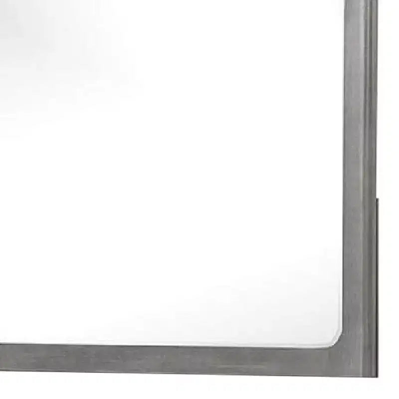 Specchio da cassettone 40" con bordo smussato, cornice in legno di gomma grigio caldo