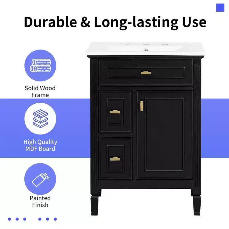Mobile bagno da 50 cm con lavabo, anta con chiusura ammortizzata, cassetto portaoggetti e ripiano, grigio