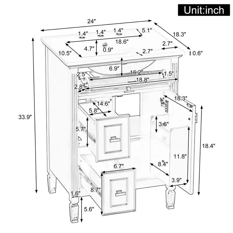 Mobile bagno da 50 cm con lavabo, anta con chiusura ammortizzata, cassetto portaoggetti e ripiano, grigio