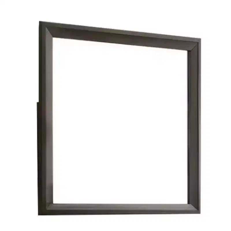 Specchio da comò con bordo smussato da 35", cornice in legno marrone