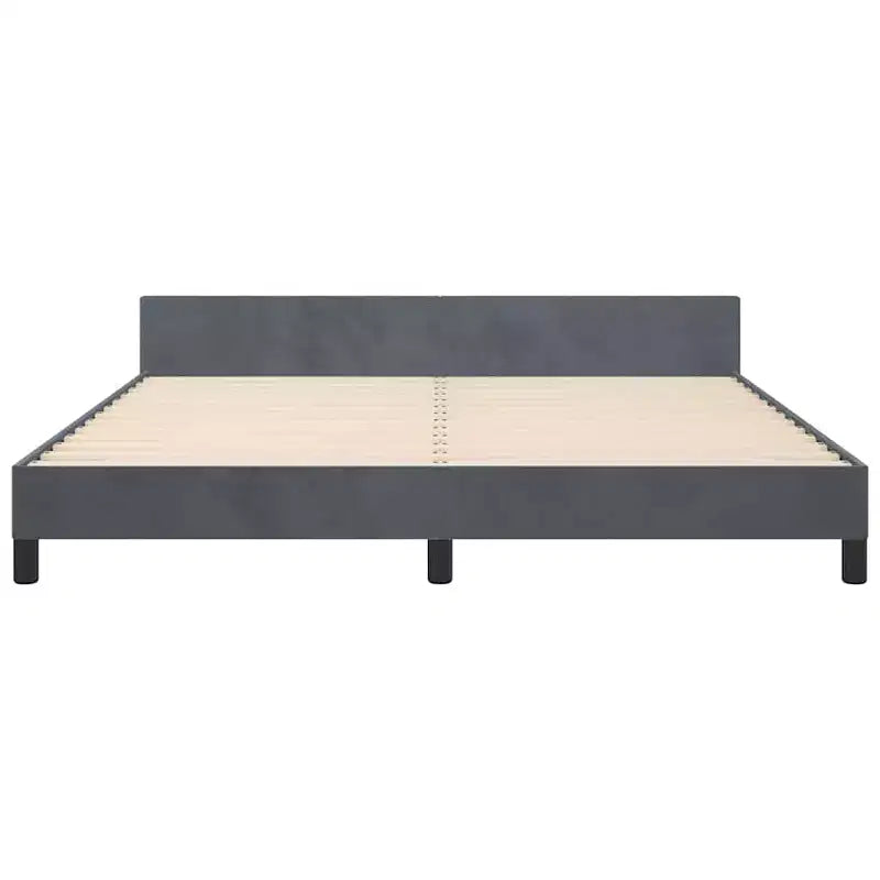 Struttura letto con testiera in velluto grigio scuro California King moderna