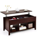Costway Lift Top Coffee Table with Lower Shelf and Hidden Storage Indoor Furniture Brown