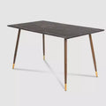 FurnitureR 55.1 Modern Dining Table with Black Marble-Style Top and Wood Tapered Legs, Rectangular Kitchen & Dining Room Table