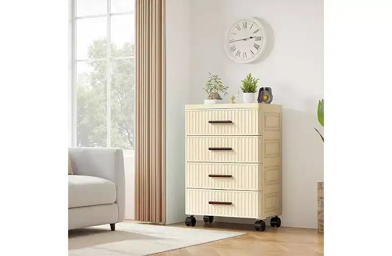 Mobile Storage Cabinet, 4 Drawer Filing Cabinet, Office Storage Cabinet with Wheels for Bedroom, Nightstand