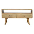 HomeRoots 35 Oak Solid Wood Enclosed and Open Storage TV Stand