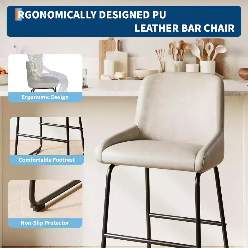 Set di 3/4 sgabelli da bar, sgabelli da bancone in pelle PU con schienale e poggiapiedi, sedie da bar imbottite per sala da pranzo e isola cucina