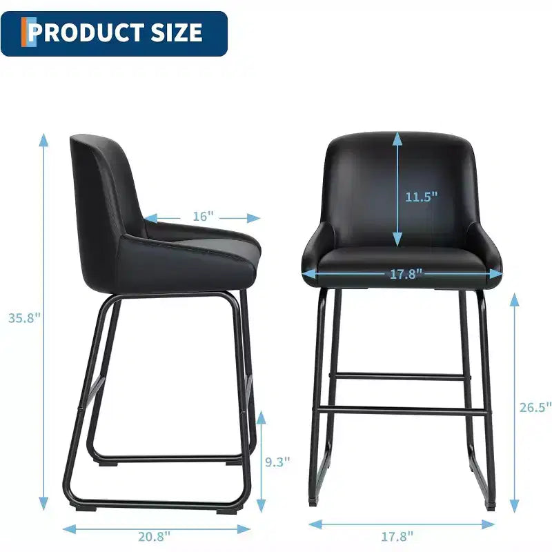 Set di 3/4 sgabelli da bar, sgabelli da bancone in pelle PU con schienale e poggiapiedi, sedie da bar imbottite per sala da pranzo e isola cucina