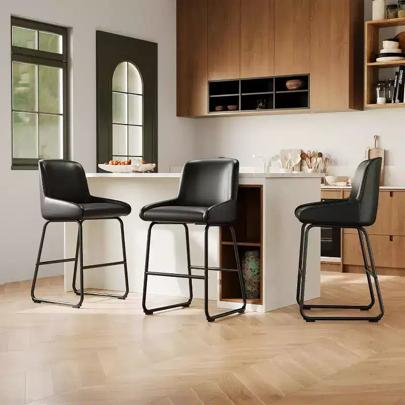 Set di 3/4 sgabelli da bar, sgabelli da bancone in pelle PU con schienale e poggiapiedi, sedie da bar imbottite per sala da pranzo e isola cucina