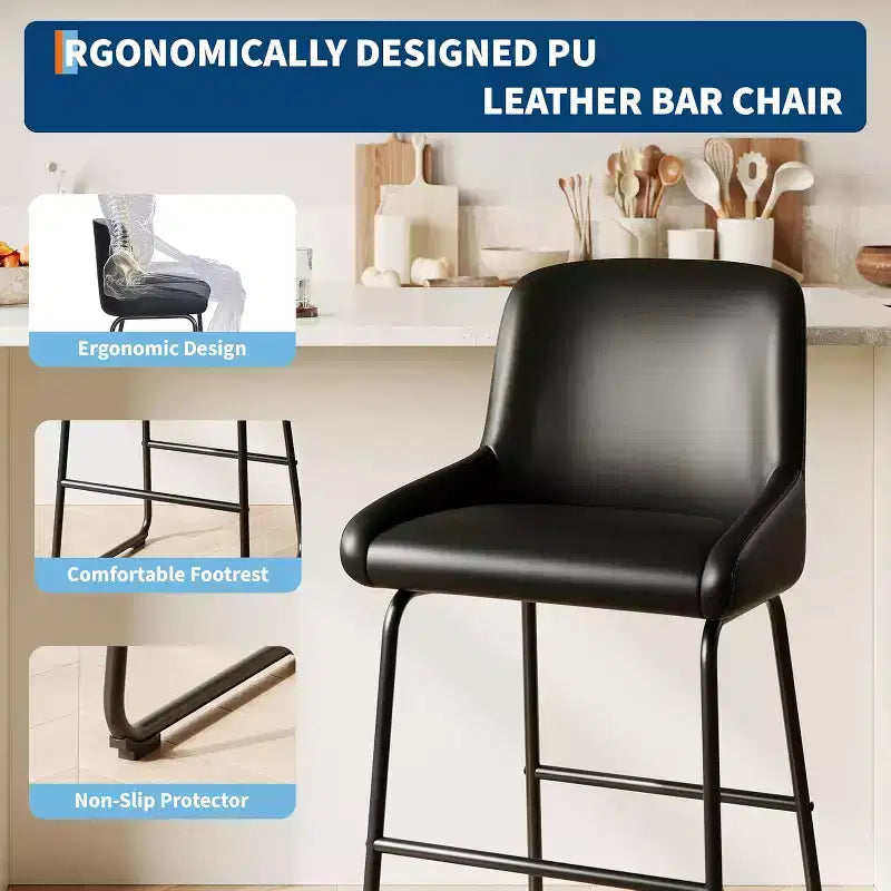 Set di 3/4 sgabelli da bar, sgabelli da bancone in pelle PU con schienale e poggiapiedi, sedie da bar imbottite per sala da pranzo e isola cucina