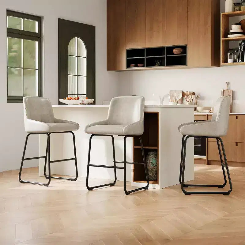 Set di 3/4 sgabelli da bar, sgabelli da bancone in pelle PU con schienale e poggiapiedi, sedie da bar imbottite per sala da pranzo e isola cucina