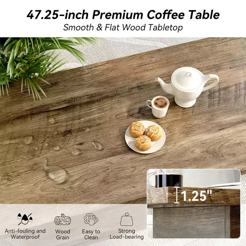 Tavolino da Caffè Dyonery, Tavolini da Salotto Moderni in Legno Ingegnerizzato, Tavolino da Accento in Legno Rustico Stile Fattoria per Soggiorno e Ufficio