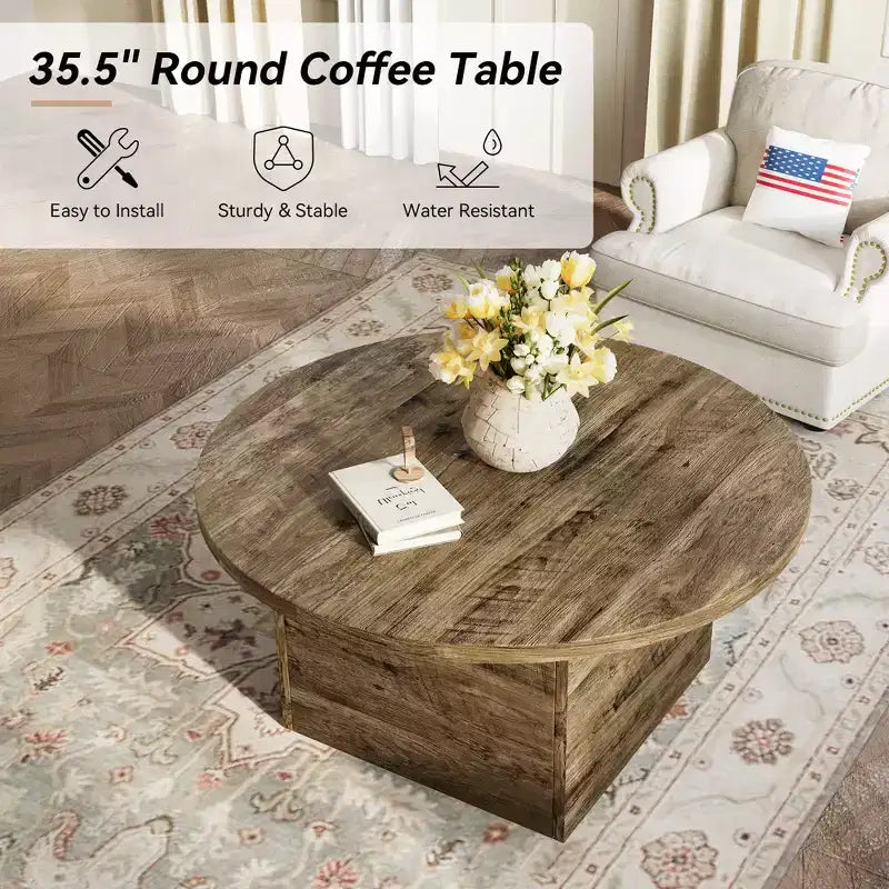 Tavolino da Caffè Dyonery, Tavolini da Salotto Moderni in Legno Ingegnerizzato, Tavolino da Accento in Legno Rustico Stile Fattoria per Soggiorno e Ufficio