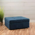 Okak Modern Square Storage Bench with Large Capacity, Entryway Bench with Pressure Hinges, Storage Ottoman for Living Room, Bedroom, Navy Blue
