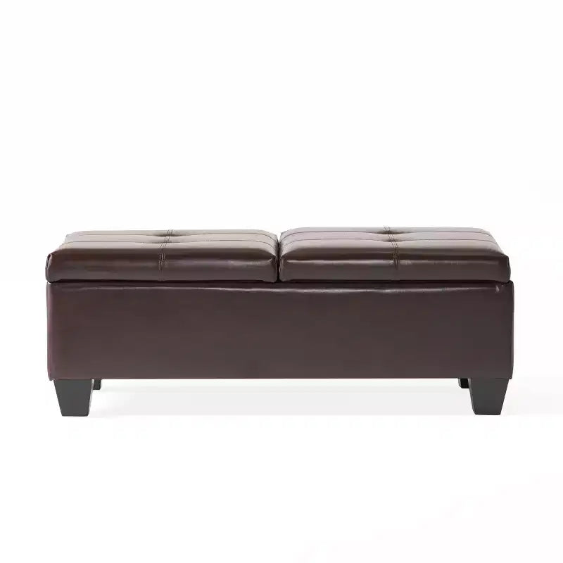 Okak Elegent Pouf Contenitore con Doppio Top Apribile, Panca Contenitore con Superficie in Similpelle, Panca da Fondo Letto per Soggiorno, Camera da Letto
