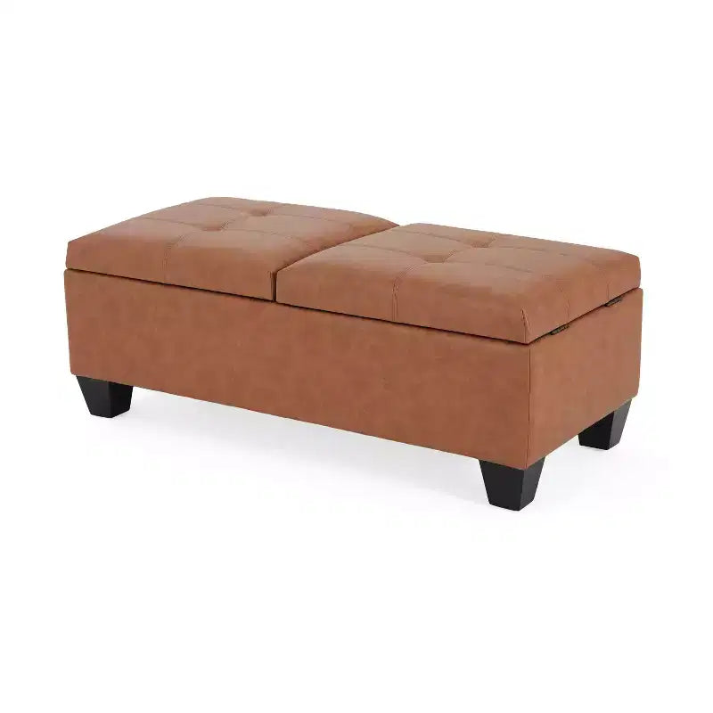Okak Elegent Pouf Contenitore con Doppio Top Apribile, Panca Contenitore con Superficie in Similpelle, Panca da Fondo Letto per Soggiorno, Camera da Letto