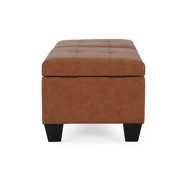 Okak Elegent Pouf Contenitore con Doppio Top Apribile, Panca Contenitore con Superficie in Similpelle, Panca da Fondo Letto per Soggiorno, Camera da Letto