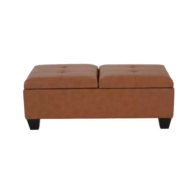 Okak Elegent Pouf Contenitore con Doppio Top Apribile, Panca Contenitore con Superficie in Similpelle, Panca da Fondo Letto per Soggiorno, Camera da Letto