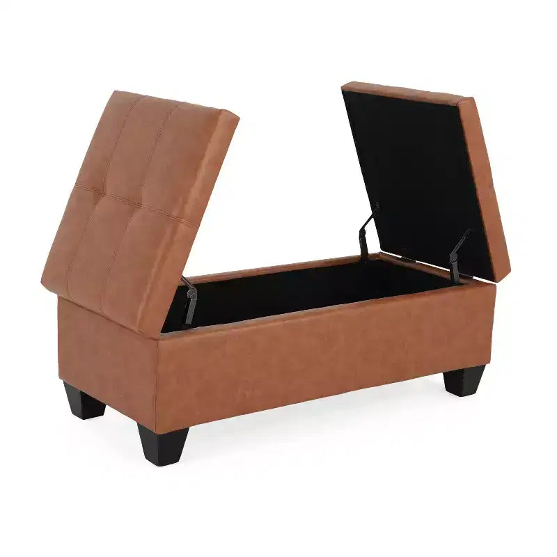 Okak Elegent Pouf Contenitore con Doppio Top Apribile, Panca Contenitore con Superficie in Similpelle, Panca da Fondo Letto per Soggiorno, Camera da Letto
