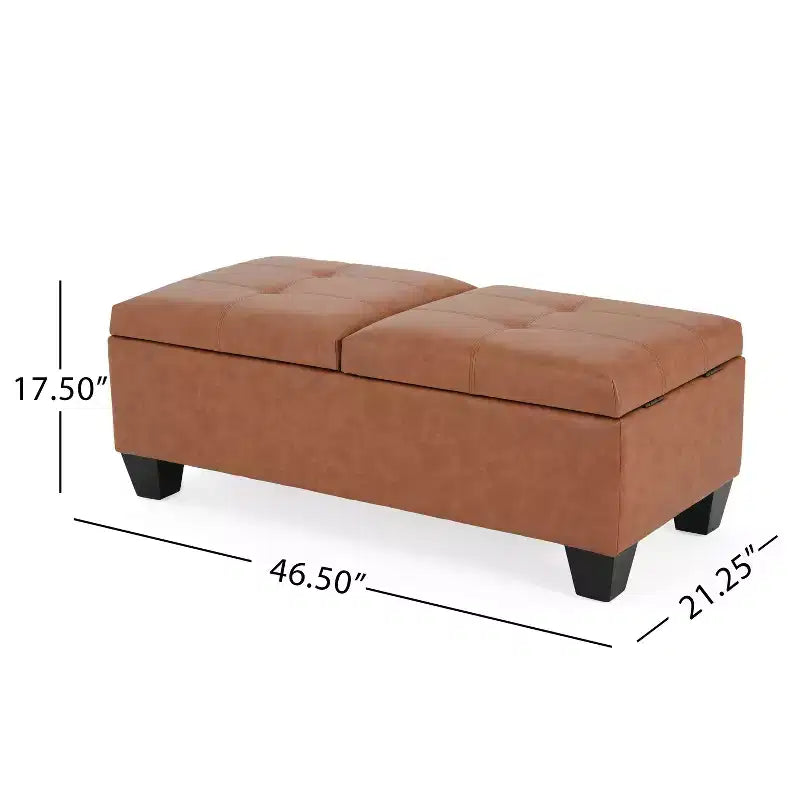 Okak Elegent Pouf Contenitore con Doppio Top Apribile, Panca Contenitore con Superficie in Similpelle, Panca da Fondo Letto per Soggiorno, Camera da Letto