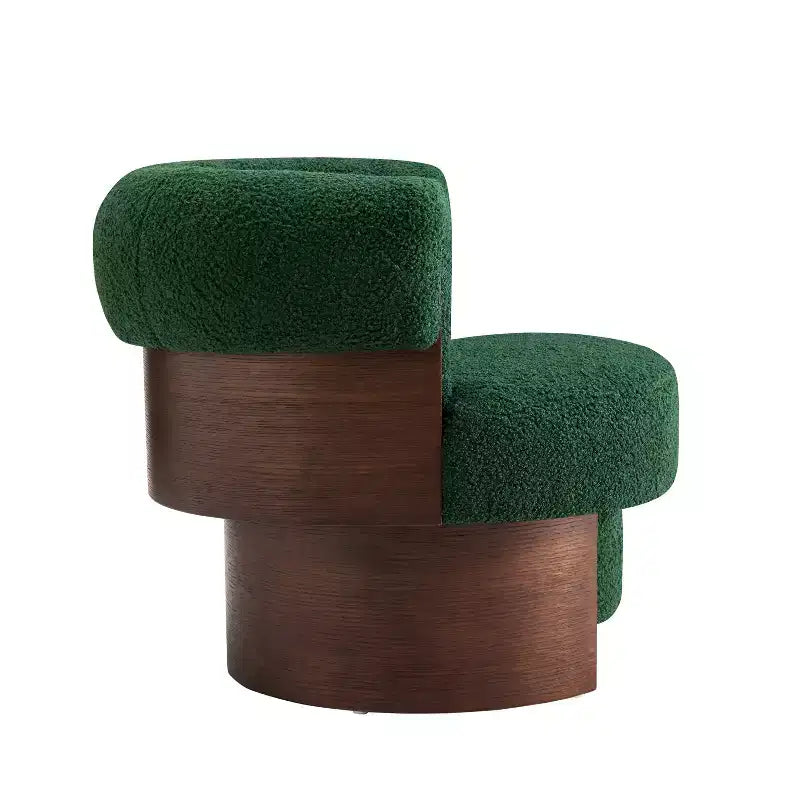 Poltrona a botte girevole imbottita scultorea ricurva, poltrona moderna di design