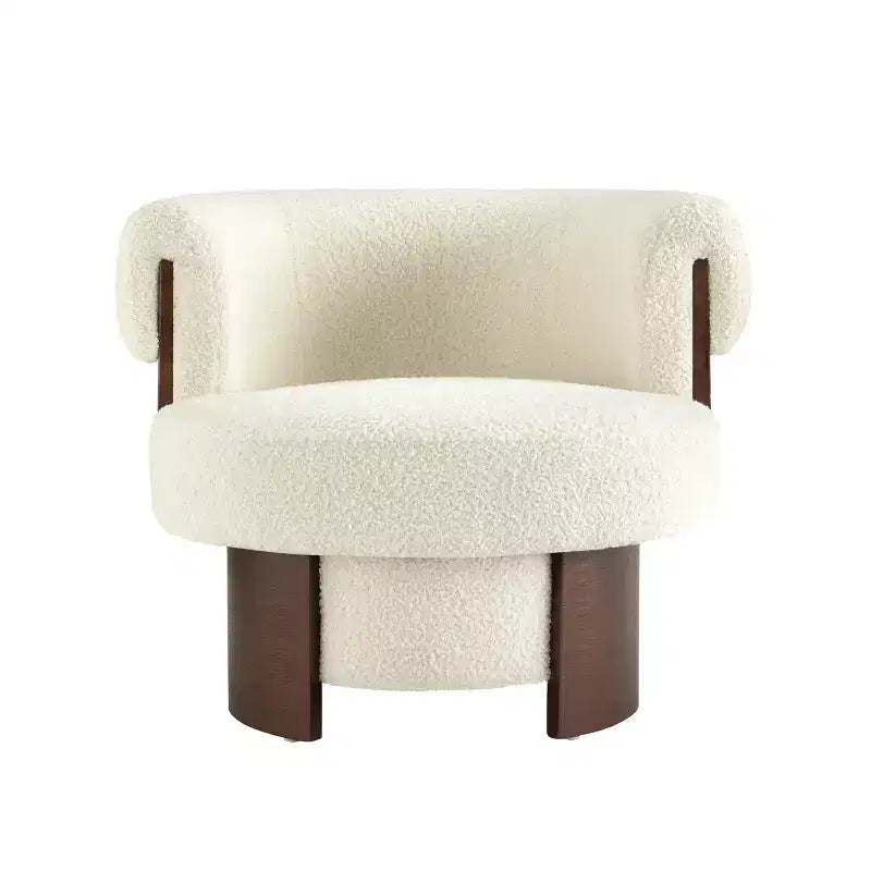 Poltrona a botte girevole imbottita scultorea ricurva, poltrona moderna di design