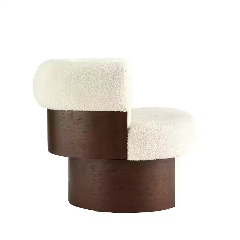 Poltrona a botte girevole imbottita scultorea ricurva, poltrona moderna di design