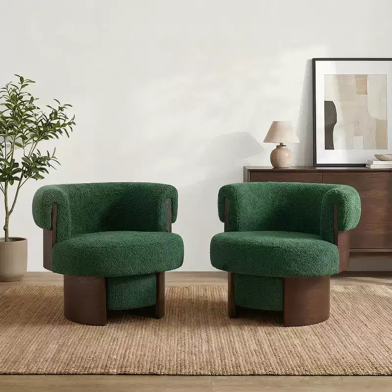 Poltrona a botte girevole imbottita scultorea ricurva, poltrona moderna di design