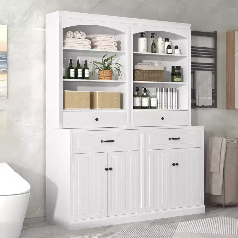 Mobile contenitore per bagno moderno in legno con ante, cassetti e ripiani regolabili