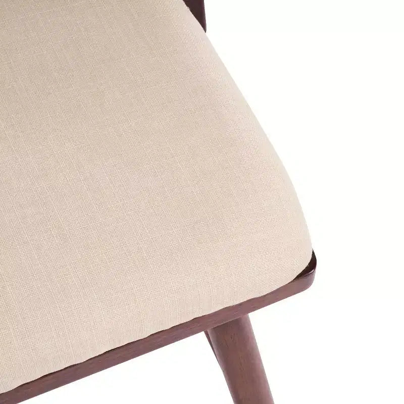 Set di 2 Sgabelli da Bancone in Legno con Schienale in Rattan e Rivestimento Beige