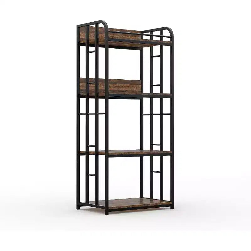 Scaffale da Panettiere a 4 Ripiani per Cucina con Contenitore, Porta Microonde Industriale, Mobiletto Caffè per Piccoli Spazi, Scaffale da Cucina Autoportante