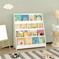 4 Tier Bookshelf and Storage Organizer, Five Layer Sling Bookcase, Wooden Book Shelf, Display Cabinet for Playroom,Classroom, School