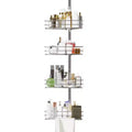 Tension Pole Shower Caddy, Corner Shower Caddies with 4 Basket Shelves & Built-In Towel Bars, Rustproof Bathroom Shower Organizer Adjustable 75-110