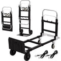 2 in 1 Convertible Hand Truck Dolly, 660 LBS Load Capacity Folding Cart with Wheels,Elastic Straps,Carbon Steel Collapsible Dolly Cart for Warehouse