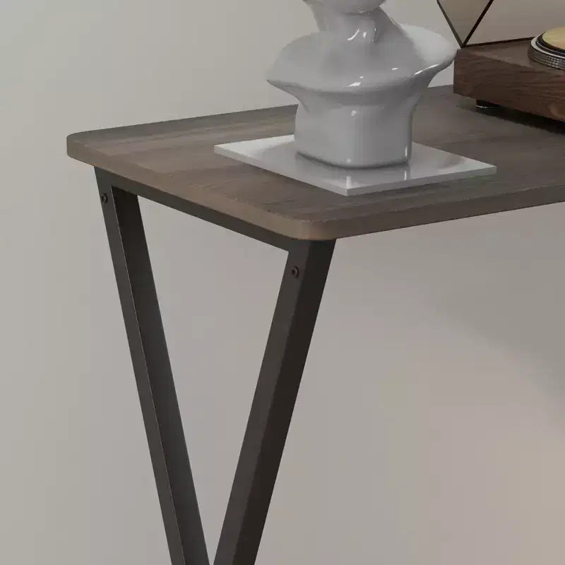 Tavolino Consolle Stretto con Mensole, Tavolo da Divano Rustico a 2 Livelli, Tavolo d'Ingresso per Corridoio, Soggiorno, Camera da Letto, Tavolino Contenitore Dietro il Divano