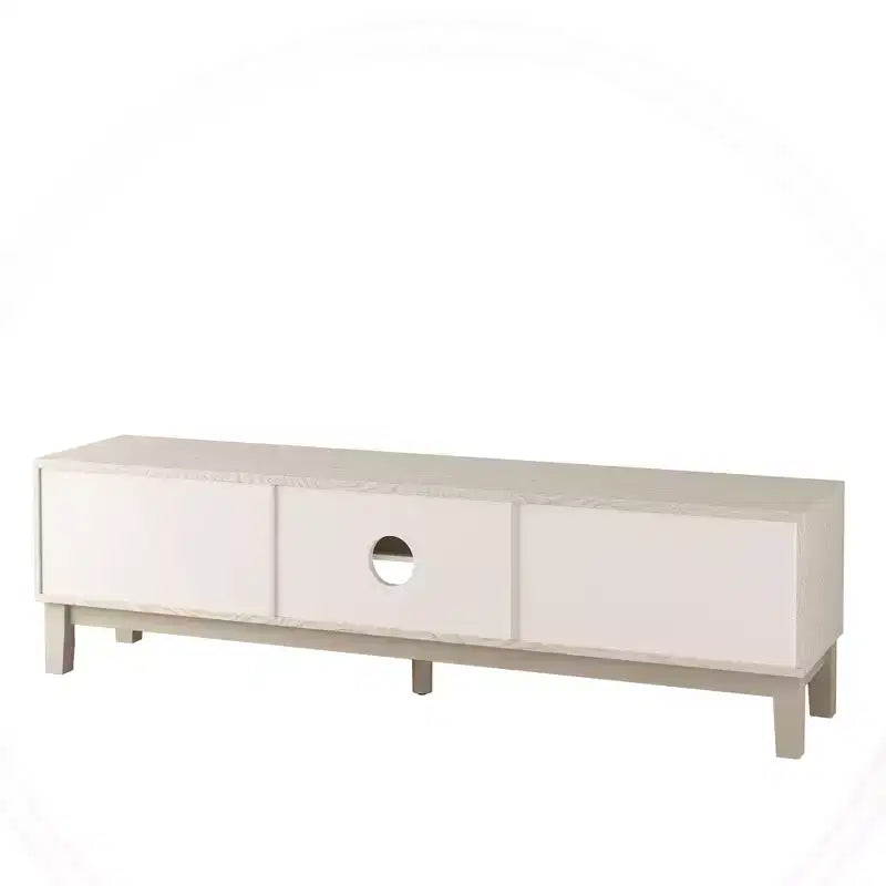 Mobile TV Mid-Century da 70" con 4 cassetti e gestione cavi, Adatto a TV fino a 75", Bianco