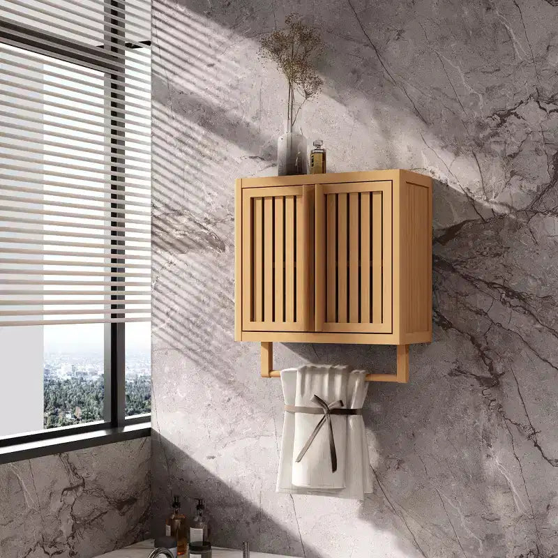 GDFStudio Havenridge Bamboo Wall-Mounted Bathroom Cabinet with Shelf and Storage