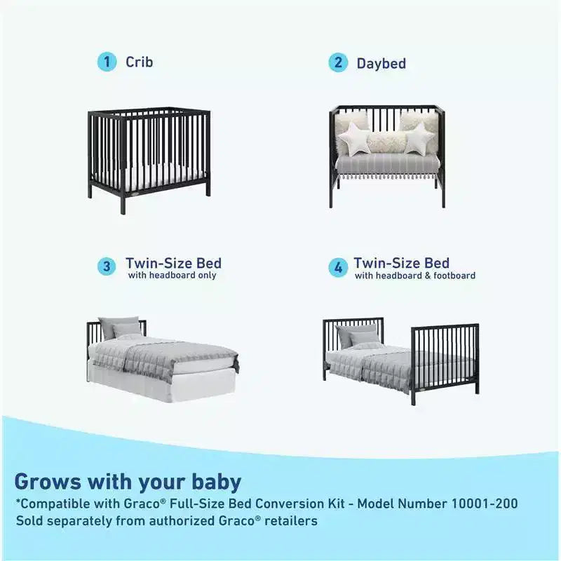Mini culla convertibile 4-in-1 con materasso, 4 altezze regolabili, certificata GREENGUARD Gold