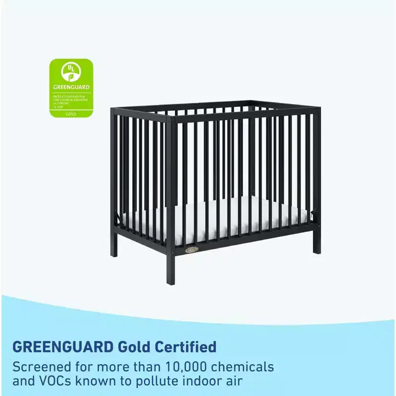 Mini culla convertibile 4-in-1 con materasso, 4 altezze regolabili, certificata GREENGUARD Gold