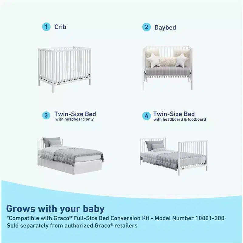 Mini culla convertibile 4-in-1 con materasso, 4 altezze regolabili, certificata GREENGUARD Gold